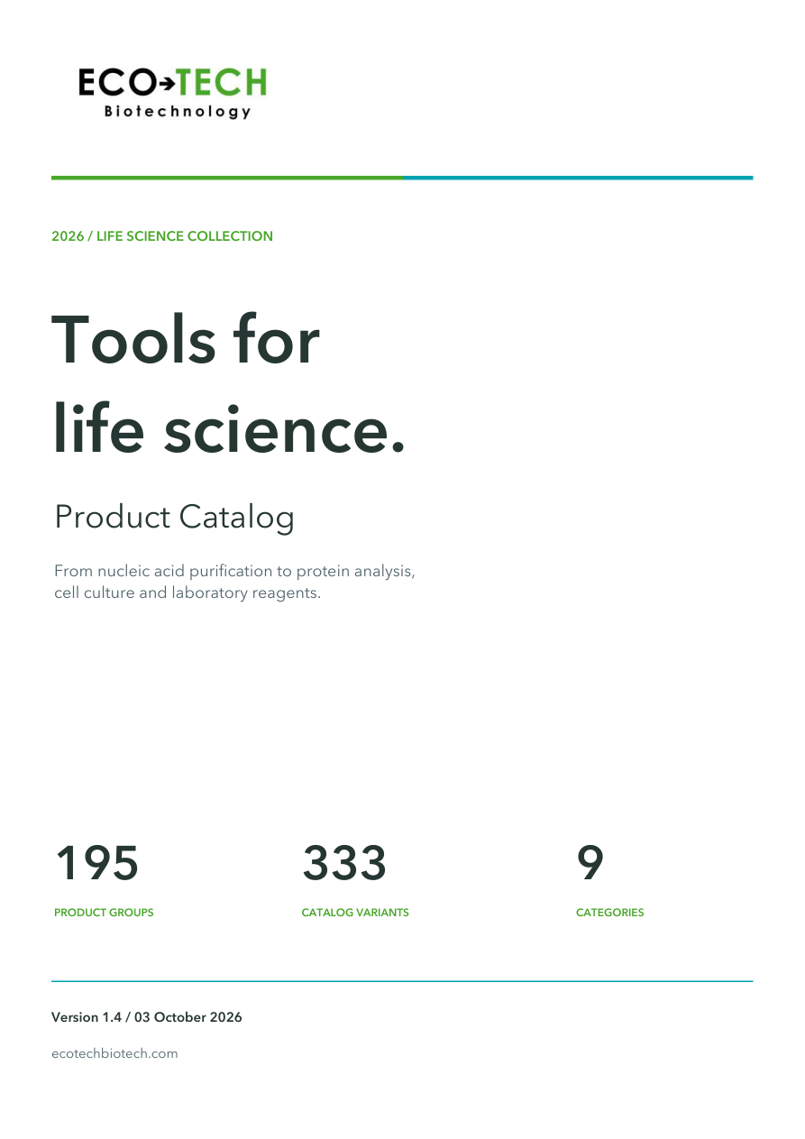 EcoTech 2026 Product Catalog cover: Tools for life science